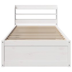 Cadre de lit avec tête de lit blanc 90x190cm bois de pin massif 