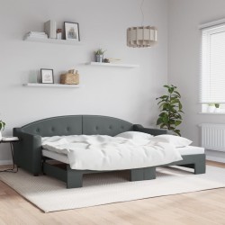 Lit de jour avec gigogne sans matelas gris foncé 90x200 cm 