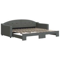 Lit de jour avec gigogne sans matelas gris foncé 90x200 cm 