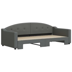 Lit de jour avec gigogne sans matelas gris foncé 90x200 cm 
