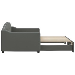 Lit de jour avec gigogne sans matelas gris foncé 90x200 cm 