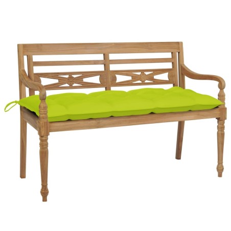 Banc Batavia avec coussin vert vif 120 cm Bois de teck massif 