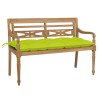 Banc Batavia avec coussin vert vif 120 cm Bois de teck massif 
