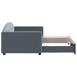 Lit de jour avec gigogne sans matelas gris foncé 90x190 cm 