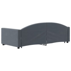 Lit de jour avec gigogne sans matelas gris foncé 90x190 cm 