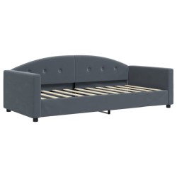 Lit de jour avec gigogne sans matelas gris foncé 90x190 cm 