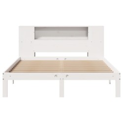 Lit bibliothèque sans matelas blanc 120x200 cm bois pin massif 