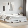 Cadre de lit avec tiroirs sans matelas blanc 200x200 cm 