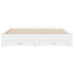 Cadre de lit avec tiroirs sans matelas blanc 200x200 cm 