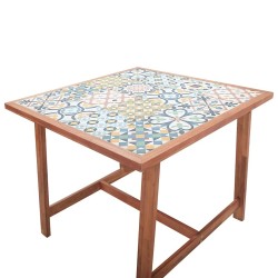 Table à manger de jardin 88x88x75 cm plateau carrelage 