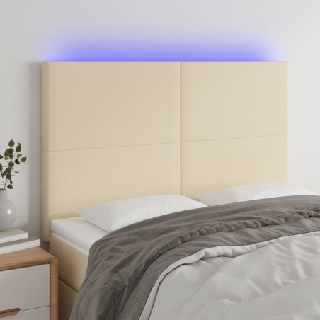 Tête de lit à LED Crème 144x5x118/128 cm Tissu 