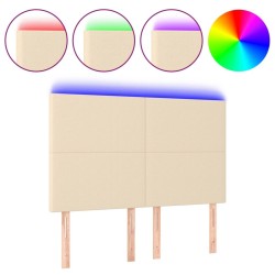 Tête de lit à LED Crème 144x5x118/128 cm Tissu 