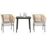 Ensemble à manger jardin coussins 3pcs marron poly rotin verre 