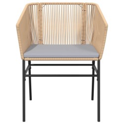 Ensemble à manger jardin coussins 3pcs marron poly rotin verre 