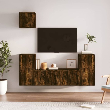 Ensemble de meubles TV 5 pcs Chêne fumé Bois d'ingénierie 