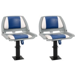 Ensemble de sièges de bateau pliables 4 pcs bleu et blanc 
