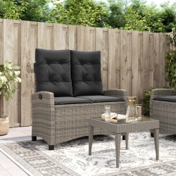 Banc inclinable de jardin avec coussins gris résine tressée 