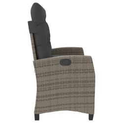Banc inclinable de jardin avec coussins gris résine tressée 