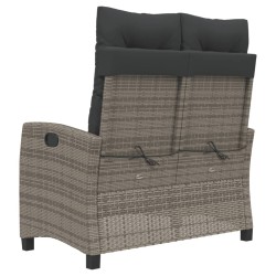 Banc inclinable de jardin avec coussins gris résine tressée 