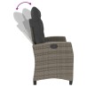 Banc inclinable de jardin avec coussins gris résine tressée 