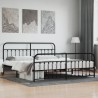 Cadre de lit métal sans matelas avec pied de lit noir 200x200cm 