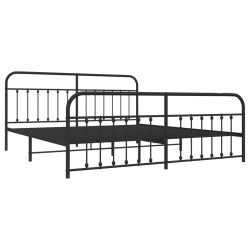 Cadre de lit métal sans matelas avec pied de lit noir 200x200cm 