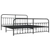 Cadre de lit métal sans matelas avec pied de lit noir 200x200cm 