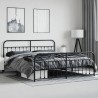 Cadre de lit métal sans matelas avec pied de lit noir 200x200cm 