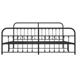 Cadre de lit métal sans matelas avec pied de lit noir 200x200cm 