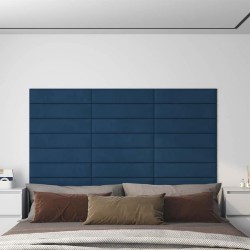 Panneaux muraux 12 pcs Bleu 60x15 cm Velours 1,08 m² 
