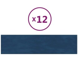 Panneaux muraux 12 pcs Bleu 60x15 cm Velours 1,08 m² 