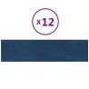 Panneaux muraux 12 pcs Bleu 60x15 cm Velours 1,08 m² 