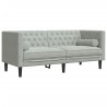 Canapé Chesterfield avec traversins 2 places gris clair velours 