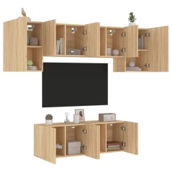 Unités murales TV 6 pcs chêne sonoma bois d'ingénierie 