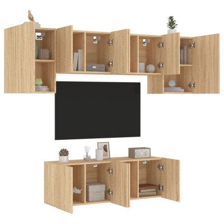 Unités murales TV 6 pcs chêne sonoma bois d'ingénierie 