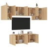 Unités murales TV 6 pcs chêne sonoma bois d'ingénierie 