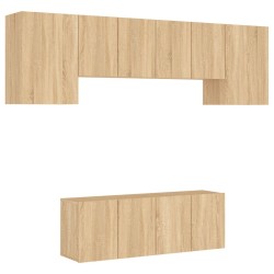Unités murales TV 6 pcs chêne sonoma bois d'ingénierie 