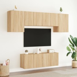 Unités murales TV 6 pcs chêne sonoma bois d'ingénierie 