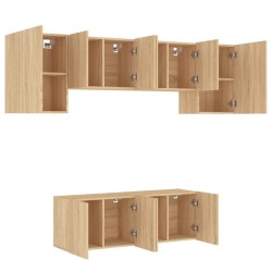 Unités murales TV 6 pcs chêne sonoma bois d'ingénierie 