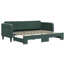 Lit de jour avec gigogne sans matelas vert foncé 80x200 cm 