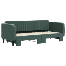 Lit de jour avec gigogne sans matelas vert foncé 80x200 cm 
