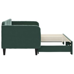 Lit de jour avec gigogne sans matelas vert foncé 80x200 cm 