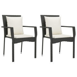 Ensemble à manger de jardin avec coussins 3 pcs Noir 