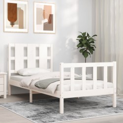 Cadre de lit sans matelas blanc 100x200 cm bois de pin massif 