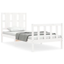 Cadre de lit sans matelas blanc 100x200 cm bois de pin massif 