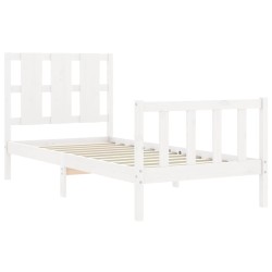 Cadre de lit sans matelas blanc 100x200 cm bois de pin massif 