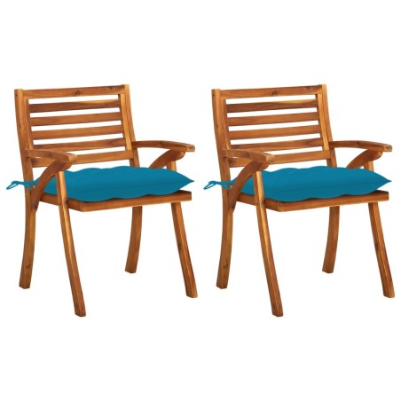 Chaises à manger de jardin avec coussins lot de 2 Acacia massif 