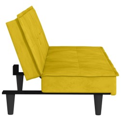 Canapé-lit avec porte-gobelets jaune velours 