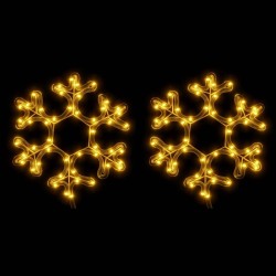 Flocon de neige de Noël avec LED 2 pcs Blanc chaud 27x27 cm 