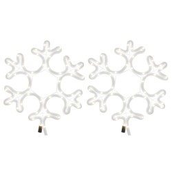 Flocon de neige de Noël avec LED 2 pcs Blanc chaud 27x27 cm 
